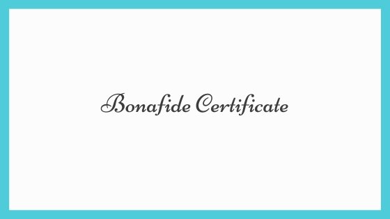 Bonafide Certificate