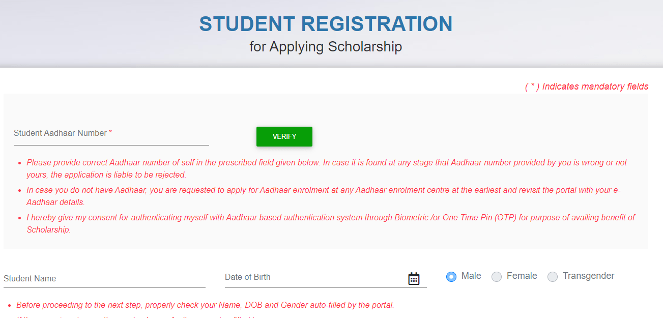 Odisha Scholarship Application Form