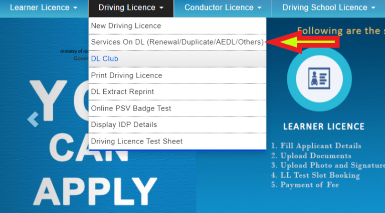 Sarathi Parivahan Driving License
