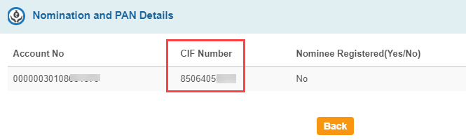 SBI Bank CIF Number on Passbook