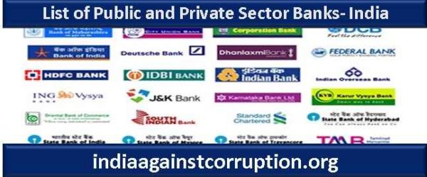 Updated List of Public and Private Sector Banks- India| (Difference B/W Public & Private Banks)