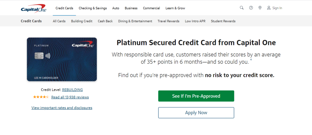 Secured Credit Card from Capital One