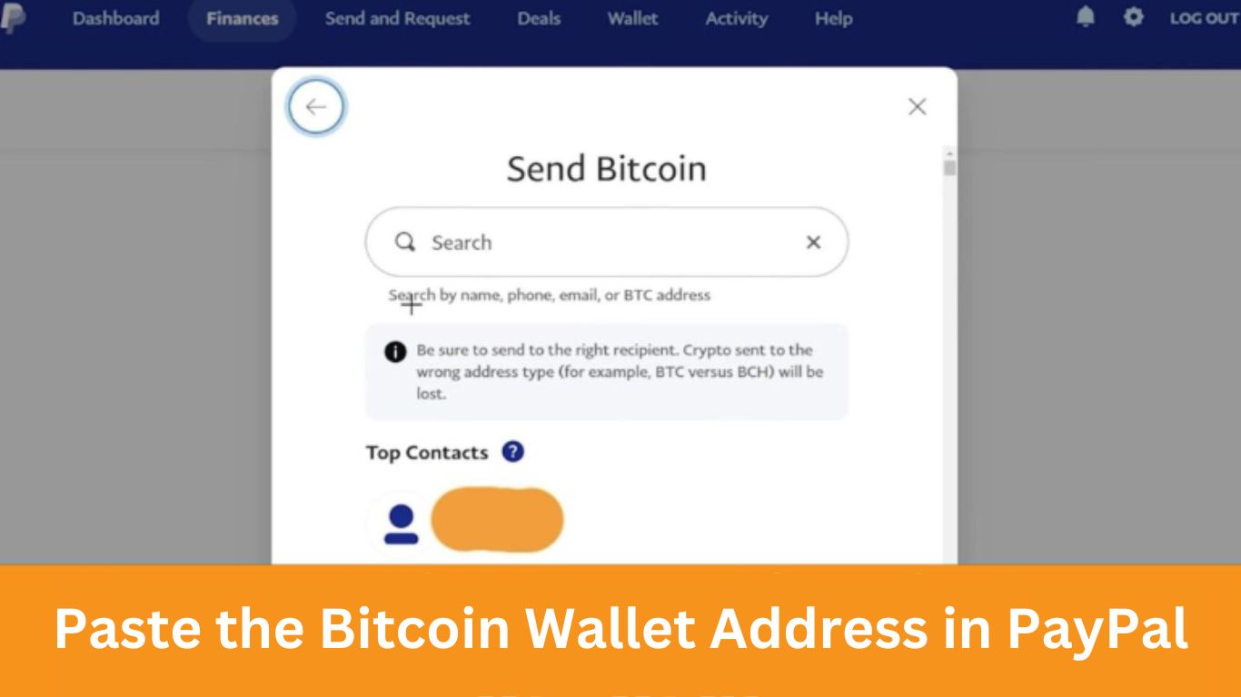 Paste the Bitcoin Wallet Address in PayPal