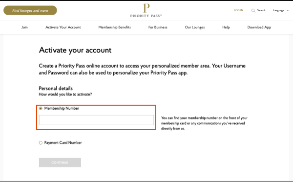 Activate Your Priority Pass Membership