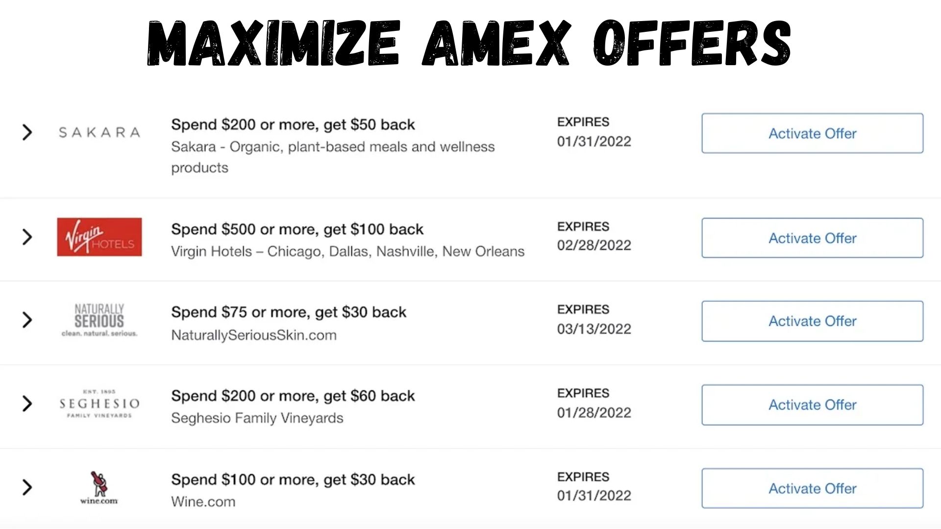 Maximize AmEx Offers.