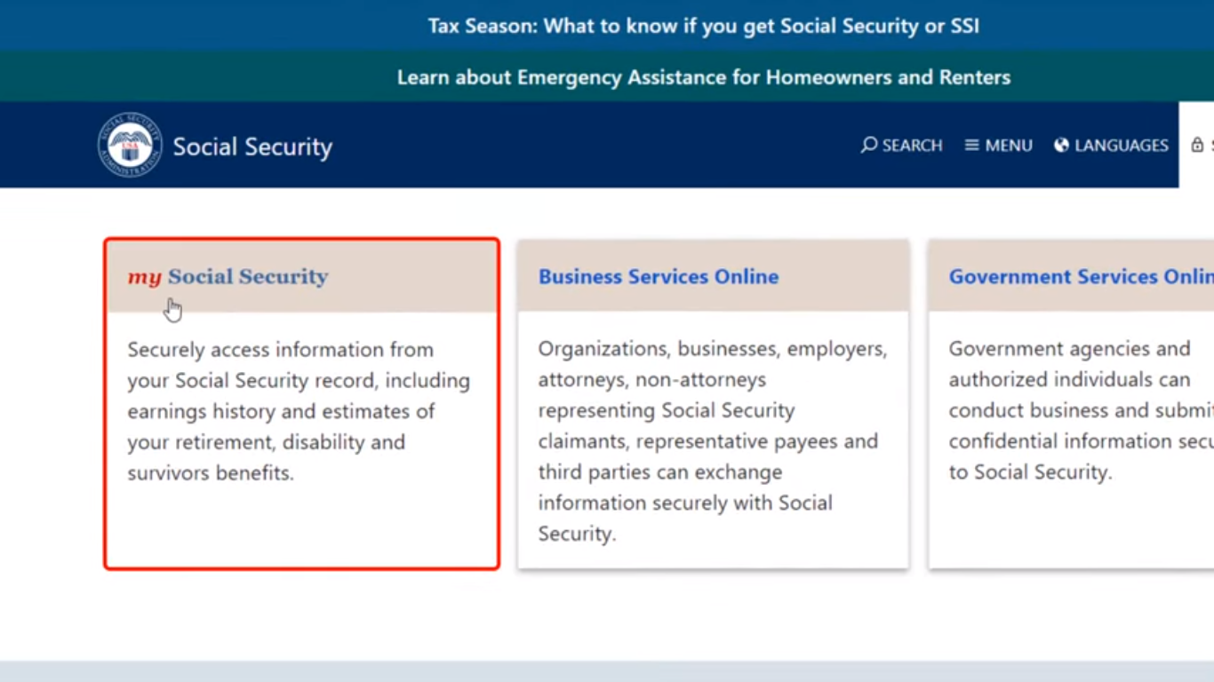 Select "My Social Security Account"
