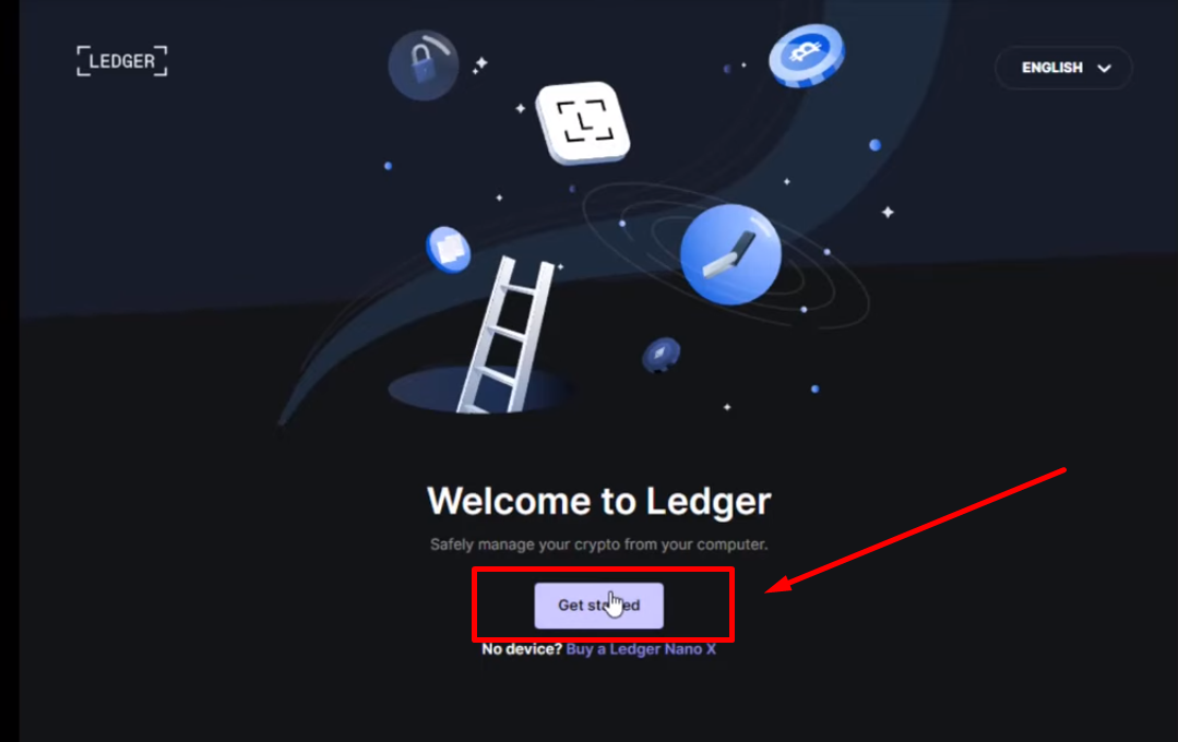 Launch Ledger Live and click on "Get started."