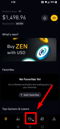 Look for the wallet icon, which is usually located at the bottom of the screen. It resembles a wallet.