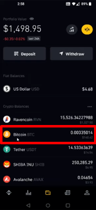 Select the cryptocurrency you want to sell. For this example, we'll use Bitcoin.