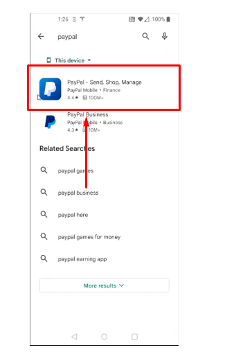 Select PayPal App
