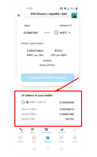 receive liquidity pool tokens