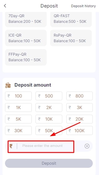 Enter the amount you want to add to your account